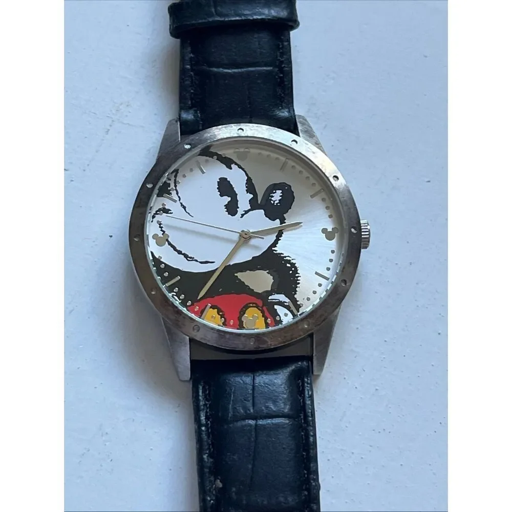 Limited Release Mickey Disneyland Resort Watch St Steel Back Black Leather Band